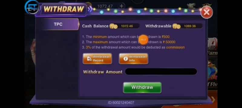 Withdraw Money in Happy Ace Casino Apk